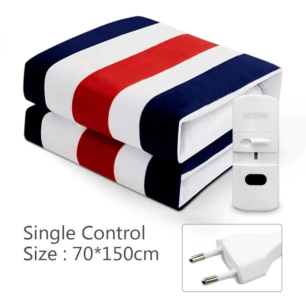 Electric Blanket 220V EU /110V US Plug Striped Printing Winter Insulation Heating Electric Blanket Temperature Control