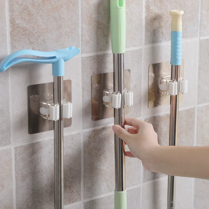 1-10PCS Adhesive Multi-Purpose Hooks Wall Mounted Mop Organizer Holder Rackbrush Broom Hanger Hook Kitchen Bathroom Strong Hooks