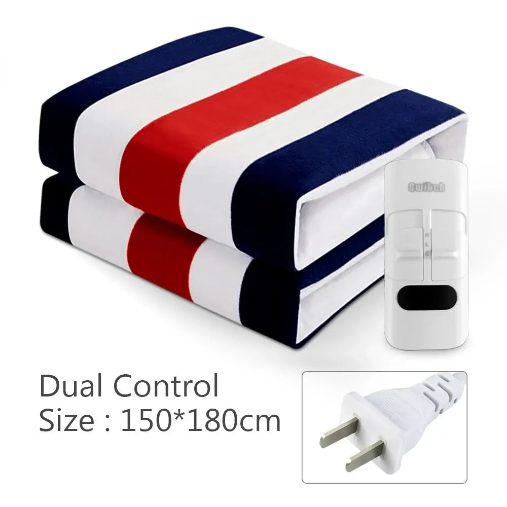 Electric Blanket 220V EU /110V US Plug Striped Printing Winter Insulation Heating Electric Blanket Temperature Control
