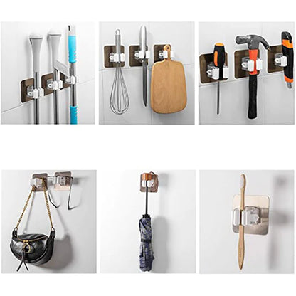 1-10PCS Adhesive Multi-Purpose Hooks Wall Mounted Mop Organizer Holder Rackbrush Broom Hanger Hook Kitchen Bathroom Strong Hooks
